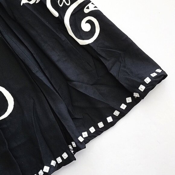 Faith Resortwear Black Long A-Line Skirt White Pineapple Print Sequins Sz Small - Picture 5 of 14